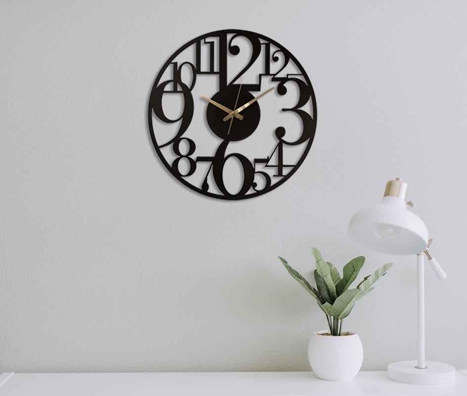 modern wall clock with numbers
