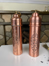 Pure Copper Hammered Water Bottle with Carrying Handle, Handcrafted Leakproof Water Bottle for Ayurvedic Benefits