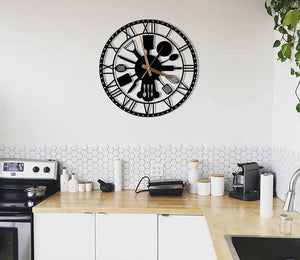 Kitchen Wall Clock,  45cm, Dining Room Metal Wall Clock - 45cm wall clock, dining room wall clock, kitchen wall clock, large wall clock, metal clock for kitchen, modern metal wall clock, modern oversized wall clock, silent wall clock - MOXVIO