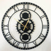 Metal Gear Cogwheels Wall Clock (45cm), Roman Numerals - cogwheels wall clock, gear wall clock, industrial wall clock, large metal wall clock, large wall clock, Outdoor Wall Clock, roman numeral wall clock - MOXVIO
