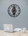 Metal Gear Cogwheels Wall Clock (45cm), Roman Numerals - cogwheels wall clock, gear wall clock, industrial wall clock, large metal wall clock, large wall clock, Outdoor Wall Clock, roman numeral wall clock - MOXVIO