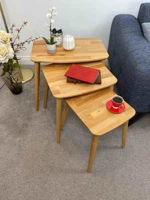Napoli Nest of Tables, Brown Nested Tables, Lamp Side, Coffee Furniture - coffee table, lamp side furniture, nest of tables, side table, solid wood nested table, wooden coffee table, wooden nest of tables - MOXVIO