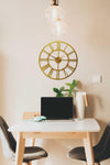Large Retro Gold Wall Clock, 50cm-70cm, Roman Numerals - gold metal wall clock, gold wall clock, golden wall clock, large gold wall clock, living room wall clock, minimalist wall clock, modern oversized wall clock, retro wall clock - MOXVIO
