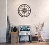 Modern Large Metal Compass Wall Clock, 45cm-60cm, Roman Numerals - compass wall clock, Large Compass Wall Clock, large wall clock, metal compass wall clock, metal wall clock, nautical metal wall clock, oversized compass clock, unique wall clock - MOXVIO