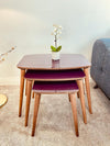 Purple Nest of Tables, Wooden Nested Tables, Lamp Side, Coffee Furniture - coffee table, lamp side furniture, nest of tables, purple nest of tables, purple nested tables, solid wood nest of tables, solid wood nested table, wooden nest of tables - MOXVIO