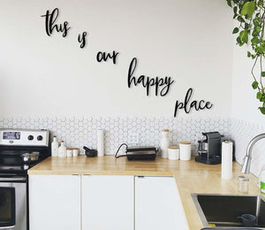 This Is Our Happy Place Metal Wall Art, Inspirational Wall Quotes - happy wall letters, metal wall art, metal wall decor, metal wall quotes, positive wall quotes, quotes wall art, quotes wall decor, this is our happy place wall decor, wall decor - MOXVIO