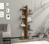 Abiete Wooden Bookshelf, Unique Decorative Ladder Bookcase, Standing Bookshelf